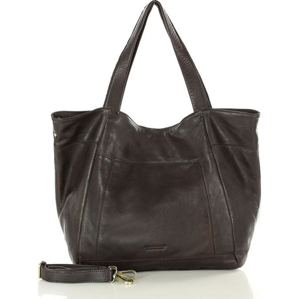 MARCO MAZZINI Tmavohnedá veľká dámska kožená shopper kabelka (vs119c) 62634301