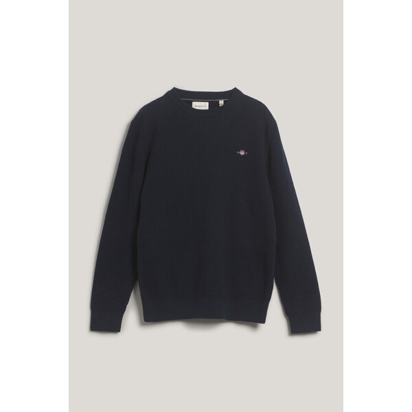 SVETER GANT TEXTURED COTTON C-NECK EVENING BLUE 61838406