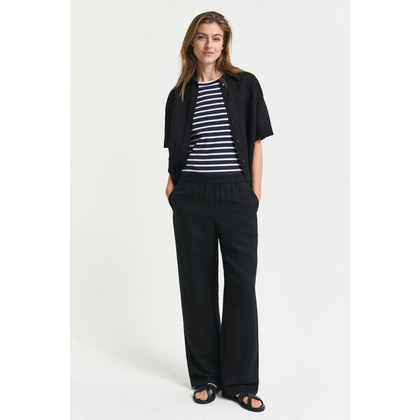 NOHAVICE GANT REL LINEN BLEND PULL ON PANTS BLACK 62638498