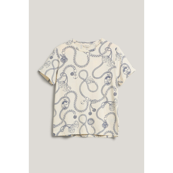 TRIČKO GANT REG SAILING PRINT SS T-SHIRT CREAM 62638500
