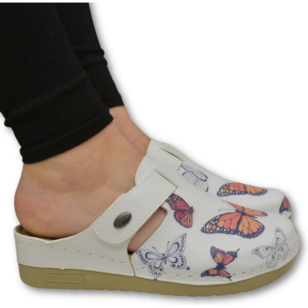 JOHN-C Dámske biele klinové šľapky BUTTERFLY 62643777