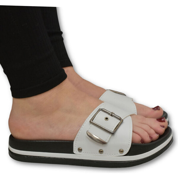 JOHN-C Dámske biele šľapky DIORA 62643781