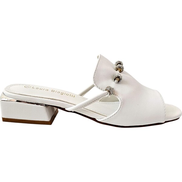 Biele elegantné šľapky Laura Biagiotti Calf White 62643787