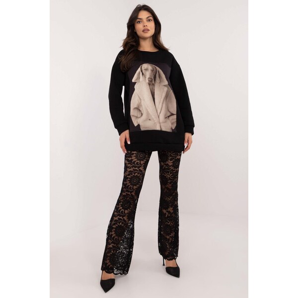 MladaModa Oversize mikina s potlačou model 36080 čierna 62701918