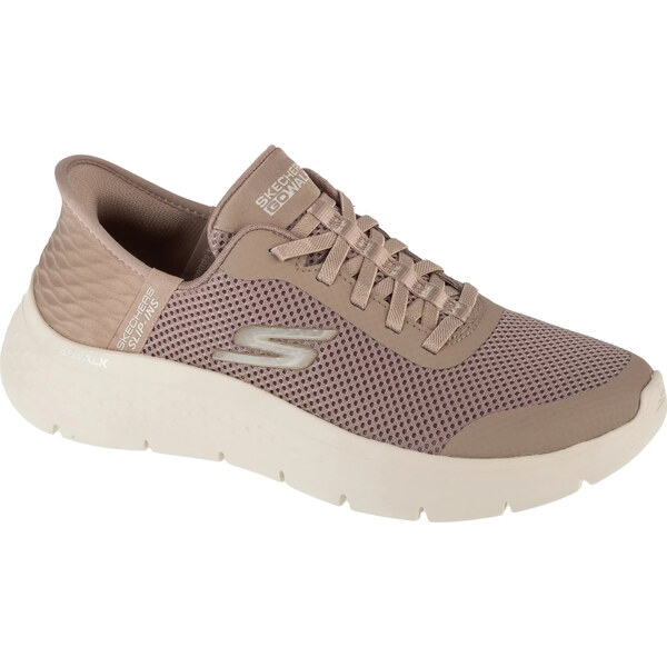 Béžové taupe dámske športové tenisky Skechers Slip-Ins: GO WALK Flex - 62337001
