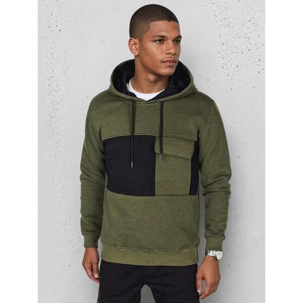 BASIC Khaki pánska mikina s vreckom na hrudi BX5913 62702023