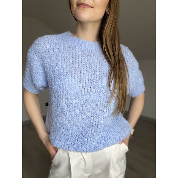 modnenakupy.sk Dámsky svetlomodrý sveter s krátkym rukávom CARLY 62707503