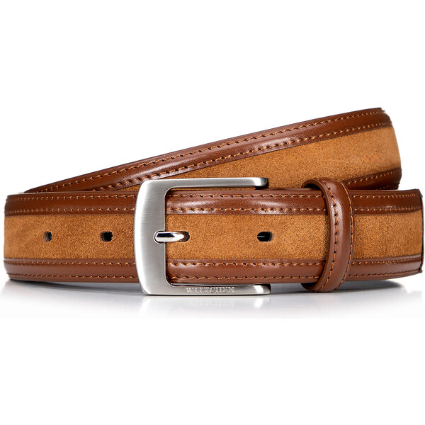 Wittchen Pánsky kožený opasok s dvoma textúrami hnedý 100-8M-901-5 skl 66066757