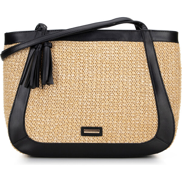 Wittchen Dámska shopperka z ekokože a výpletu béžovo-čierna 100-4Y-407 66066445