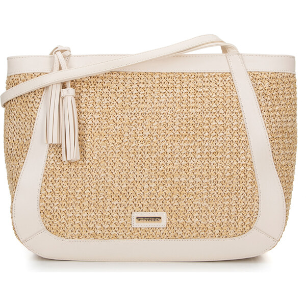 Wittchen Dámska shopperka z ekokože a výpletu béžovo-krémová 100-4Y 66066474