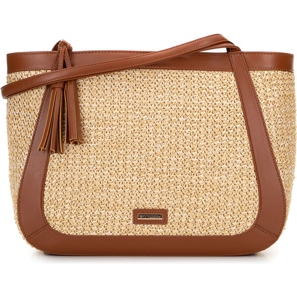 Wittchen Dámska shopperka z ekokože a výpletu béžovo-hnedá 100-4Y-407 66066446