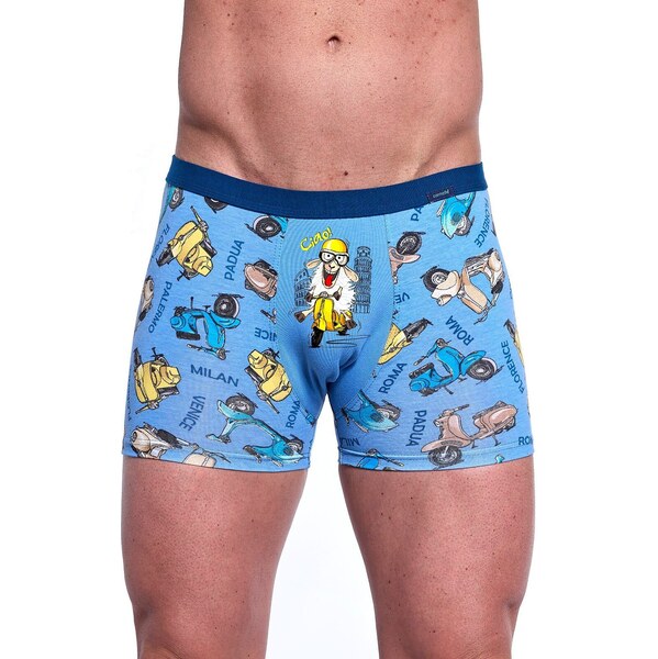 Modré pánske boxerky so zábavnou potlačou Cornette Tattoo 280/243 Ciao 65151642