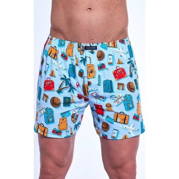 Svetlomodré pánske trenírky s farebnou potlačou Cornette Classic Plus 65151646