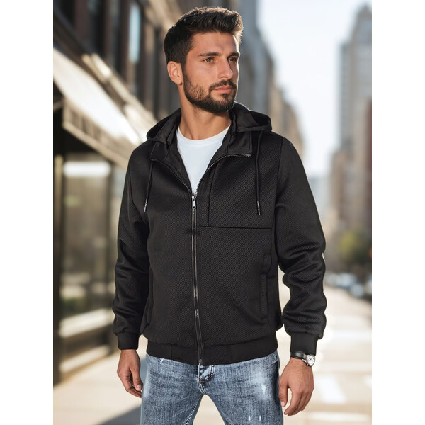 DStreet Pánska prechodná bunda s kapucňou čierna 64676281