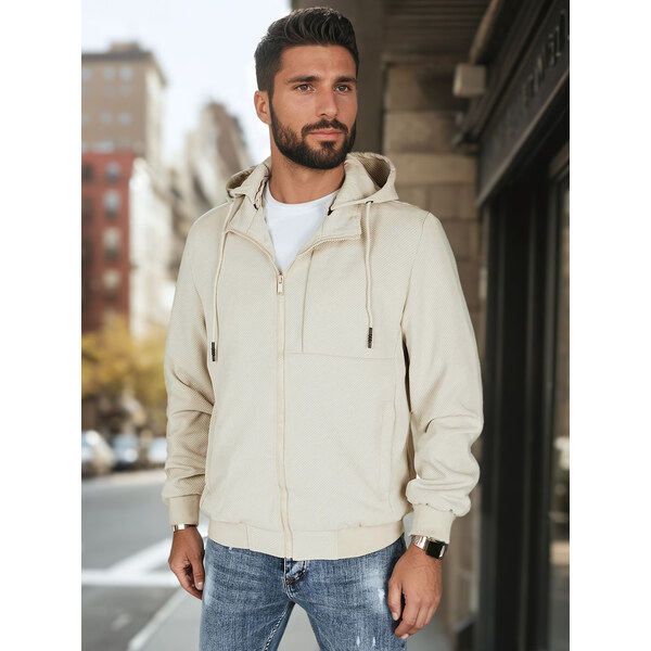 Kurtka męska przejściowa z kapturem beżowa Dstreet 64677590