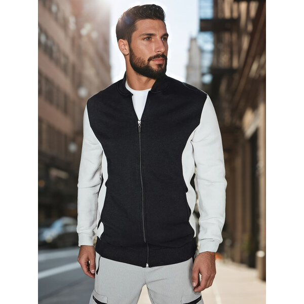 DStreet Pánska čierno-biela mikina na zips 64677579