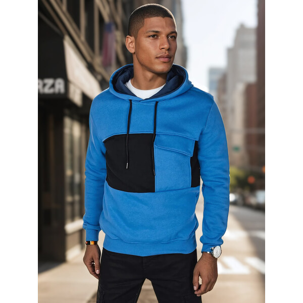 Pánska modrá mikina s kapucňou Dstreet 64677868