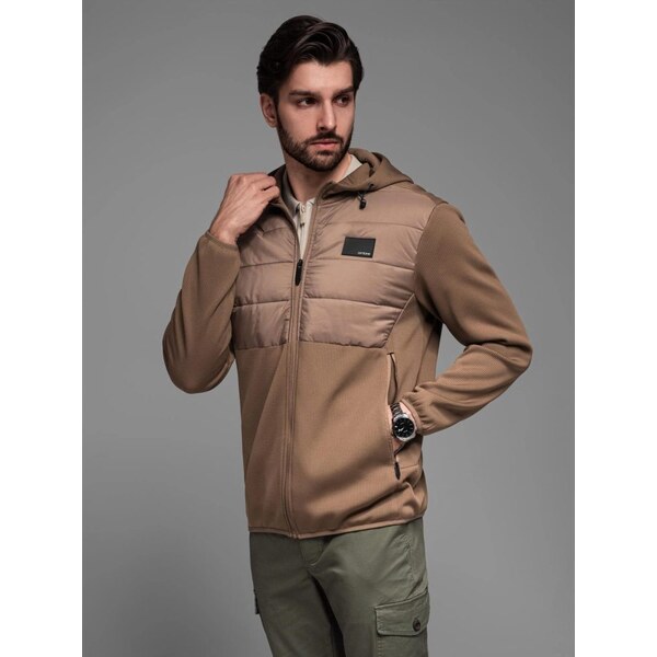 Ombre Clothing Moderná hnedá pánska prechodná bunda V2 JANP-160 62738746