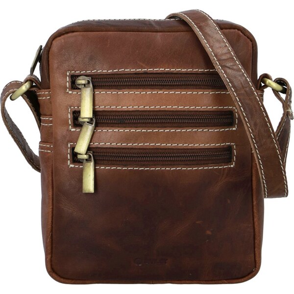 DIVILEY Pánska kožená taška cez rameno Robin tm. hnedá 33827443