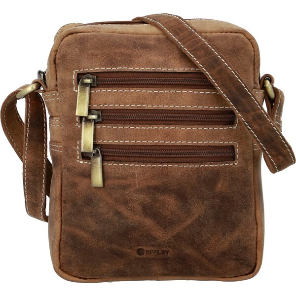 DIVILEY Pánska kožená taška cez rameno Robin sv. hnedá 33827442