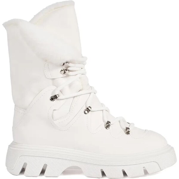 SEASTAR White lace-up womens snow boots with fur on the platform 59827211