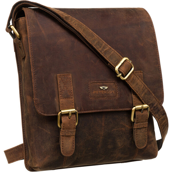 Pánska taška z prírodnej kože v hnedej farbe - Peterson 62741797