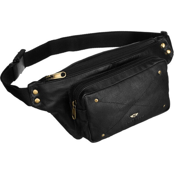 Peterson Pánska kožená ľadvinka v čiernej farbe so zapínaním na zips 62741806