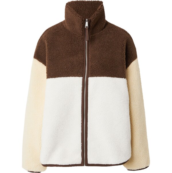 Monki Flisová bunda čokoládová / svetložltá / šedobiela 63161468