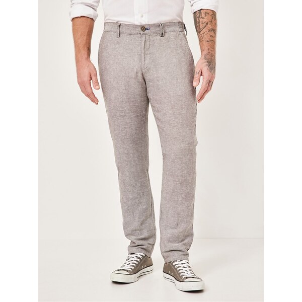 Pánske béžovohnedé ľanové nohavice s bavlnou RED POINT 62755096