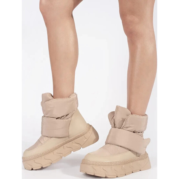 BASIC Béžové zateplené dámske snehule a hrubej podrážke JJ72KH 58321595
