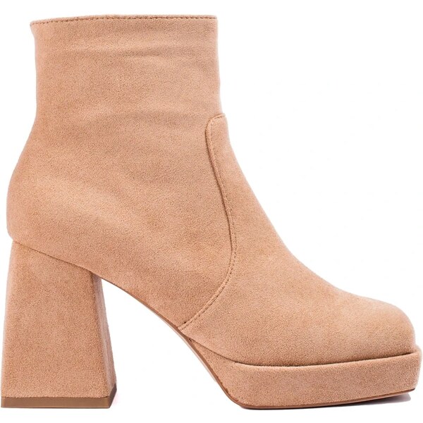 Dámske členkové čižmy na širokom podpätku Shelvt béžové 50552502