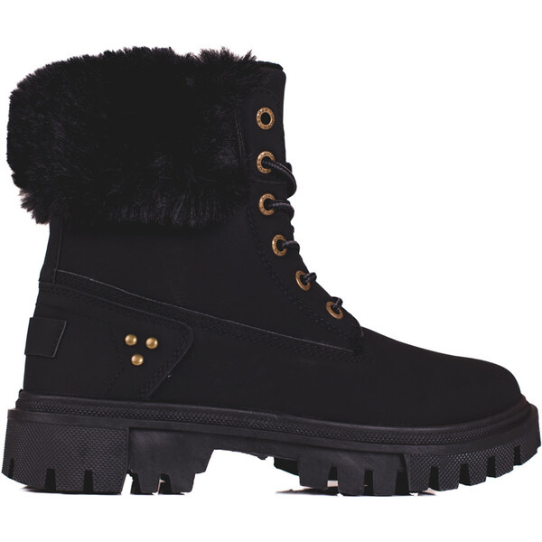 Black womens trappers with Fur Shelvt 50639740