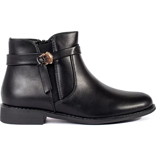 Shelvt Womens black ankle boots with a low-heeled belt 60610598