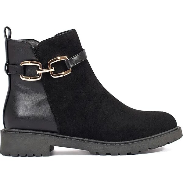 Shelvt Womens black ankle boots with a decorative buckle 58314857