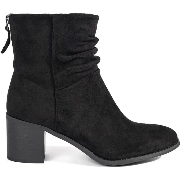Shelvt Womens black suede boots with a ruffled upper 60632853