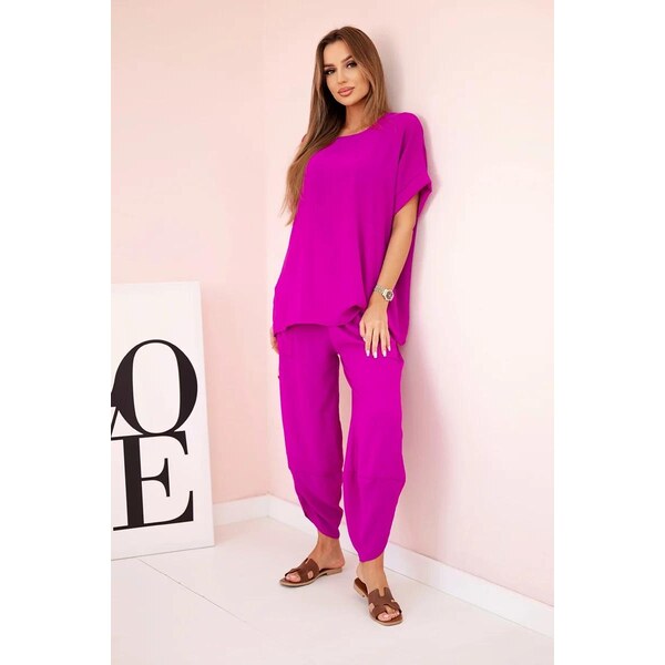 MladaModa Viskózová tepláková súprava model 5920 tmavá fialová 62639702