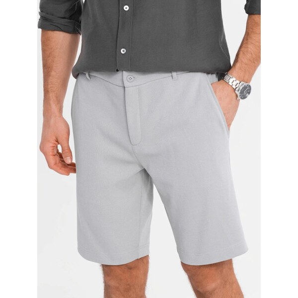 Ombre Clothing Svetlo-šedé jednofarebné šortky V4 SRCS-0169 63774175