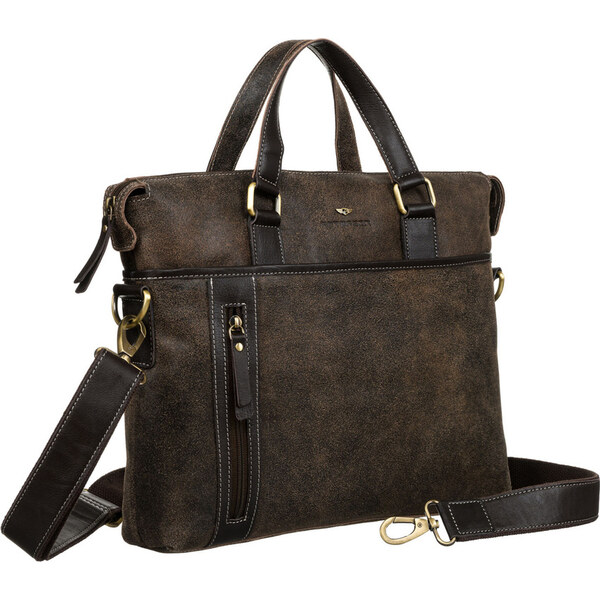 Peterson Tmavohnedá pánska kožená taška na dokumenty a notebook PTN 62766890