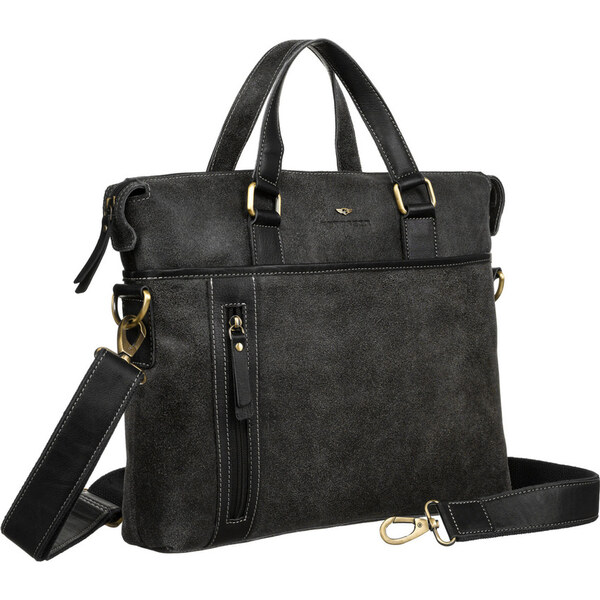 Peterson Čierna pánska kožená taška na dokumenty a notebook PTN 717 62766891