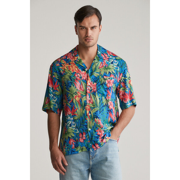 KOŠEĽA GANT REL TROPICAL PRINT SS SHIRT DEEP COBALT 62772582