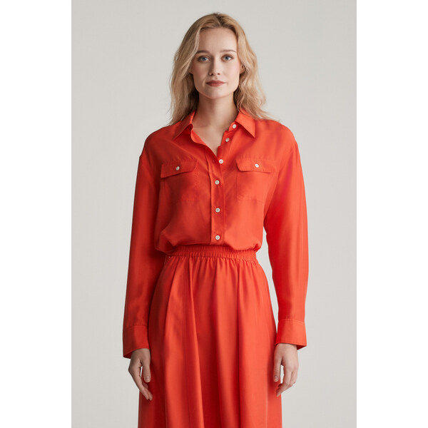 KOŠEĽA GANT REL HABOTAI SILK SHIRT ORANGE RED 62772589
