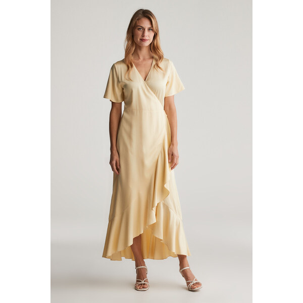 ŠATY GANT WRAP SS FRILL DRESS DUSTY LIGHT YELLOW 62772607