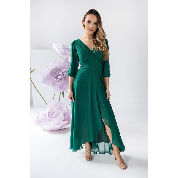 (veľ. 46) Asymetrické šaty s rozparkom zelené 66628313