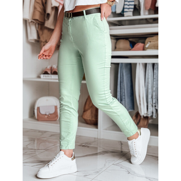 BASIC Mint dámske slim fit nohavice s opaskom LINESKA UY2574 62797731