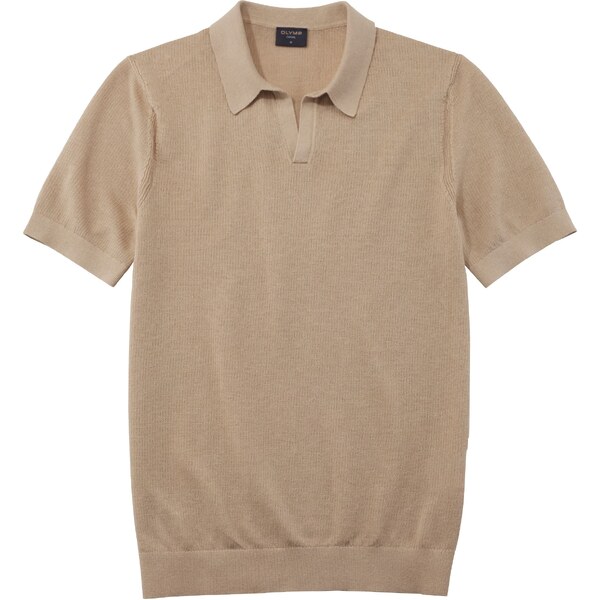 Pánska béžová polokošeľa z konope OLYMP 62797793