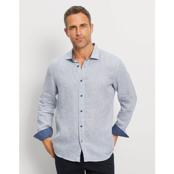 Pánska modrá ľanová košeľa OLYMP regular fit 62797799