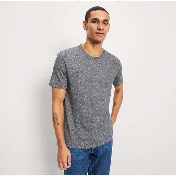 Pánske modré ľanové tričko s prúžkom OLYMP 62797794