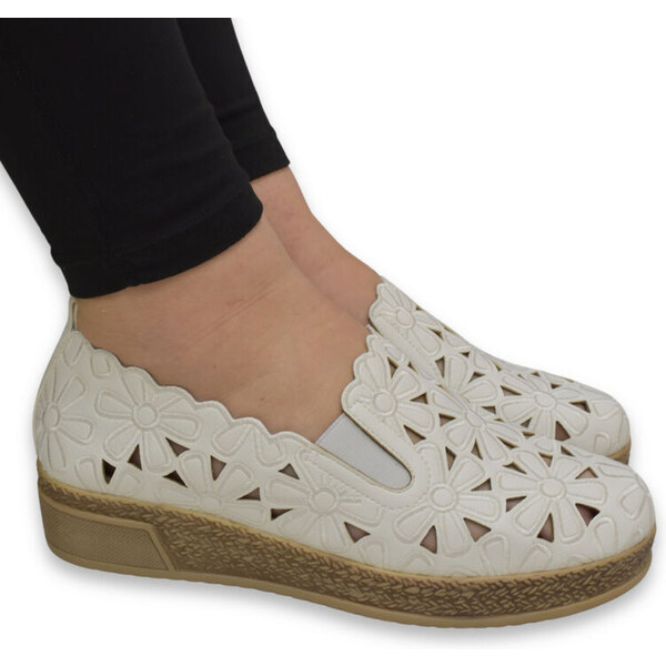 JOHN-C Dámske biele mokasíny ELIA 62809256