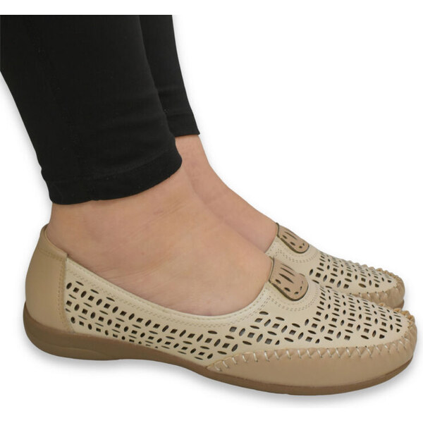 JOHN-C Dámske béžové mokasíny BEVERLY 62809275