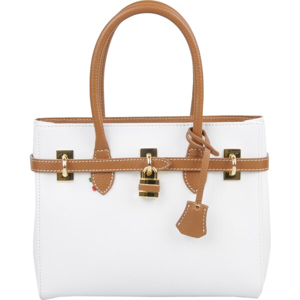 Biela kožená talianska kabelka Azra Baby Bianca Camel NovaKabelka.sk 62810210